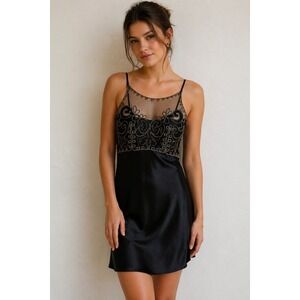 Vintage Y2K Frederick's of Hollywood Beaded Lingerie Slip Dress Whimsigoth Fairy